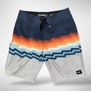 O'Neill Hyperfreak Boardshorts Men 32 Stretch Surf Swim Chevron‎